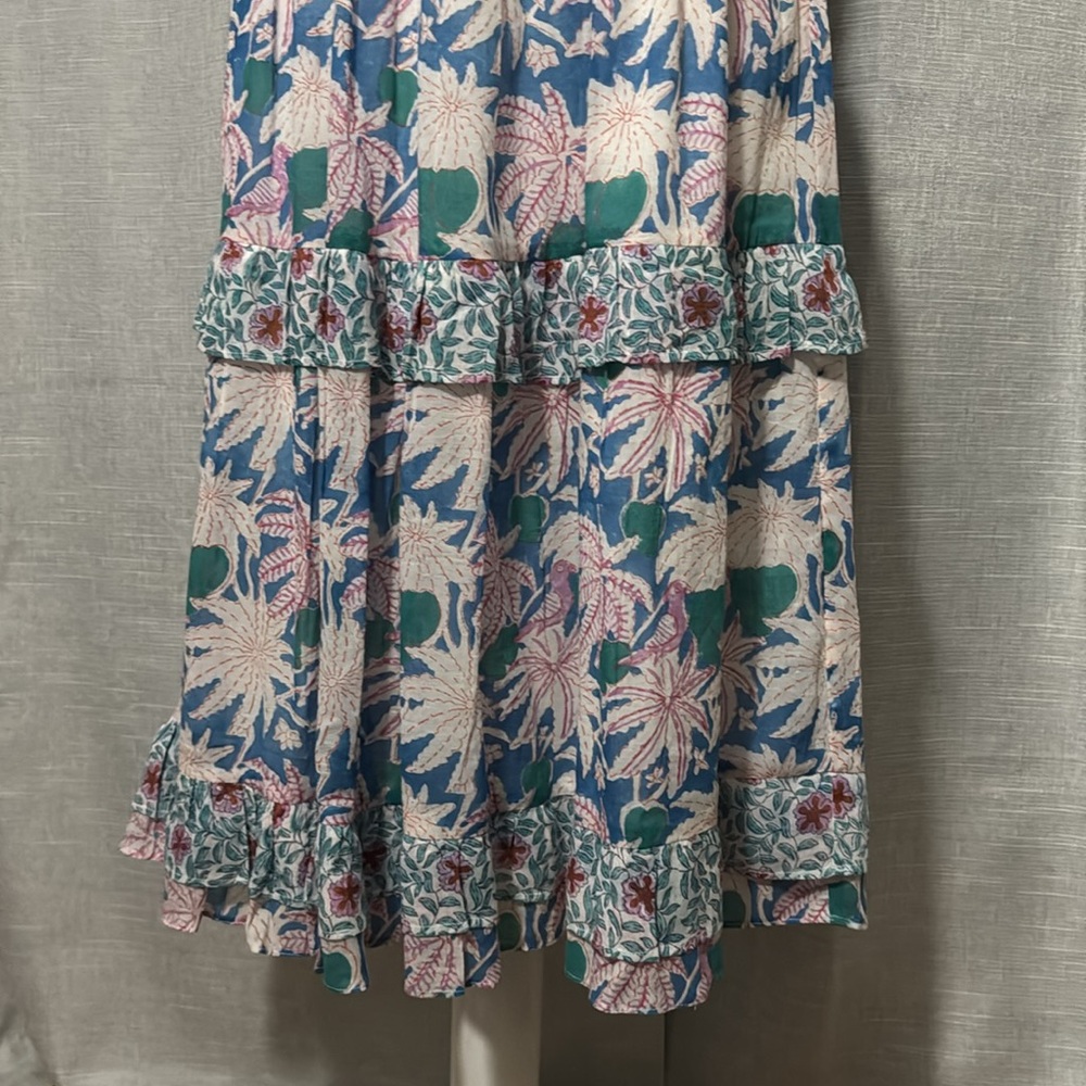 Oliphant brand Dress-XS-Floral-Sleeveless-Cotton-Maxi-Lined-Blue/Pink/Green-EUC - Picture 6 of 16